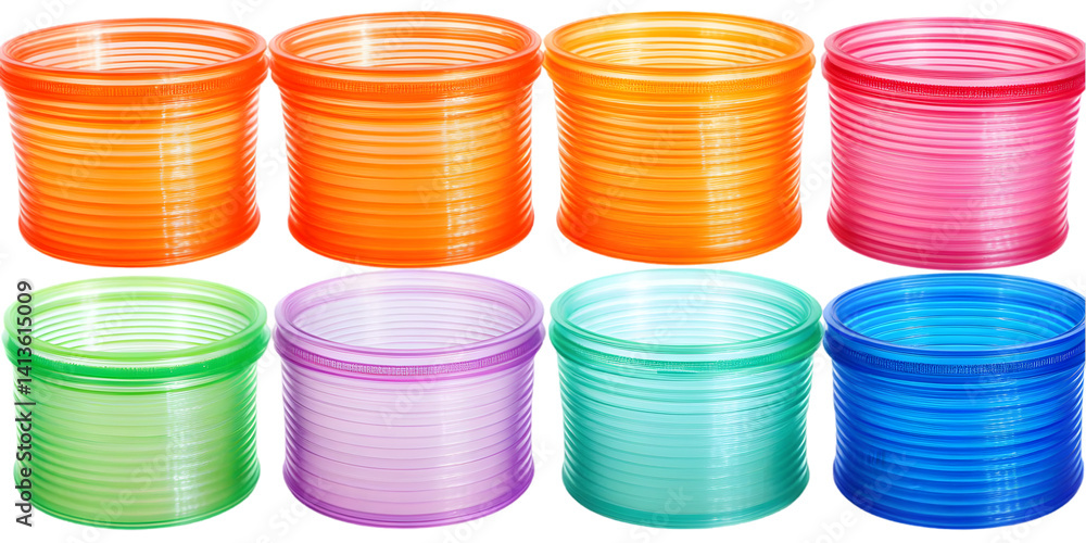 Poster abstract illustration of multi-colored circular structures on black isolated background