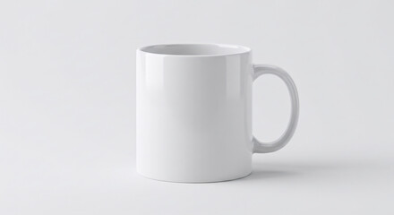 Obraz premium Empty coffee mug mockup on a bright white background, clear and easy to visualize, ideal for product photography
