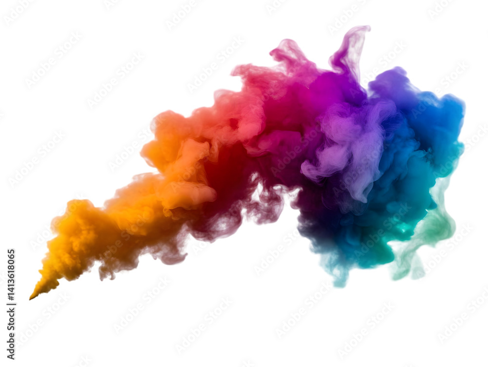 Poster abstract smoke illustration with colorful gradient effect on transparent background