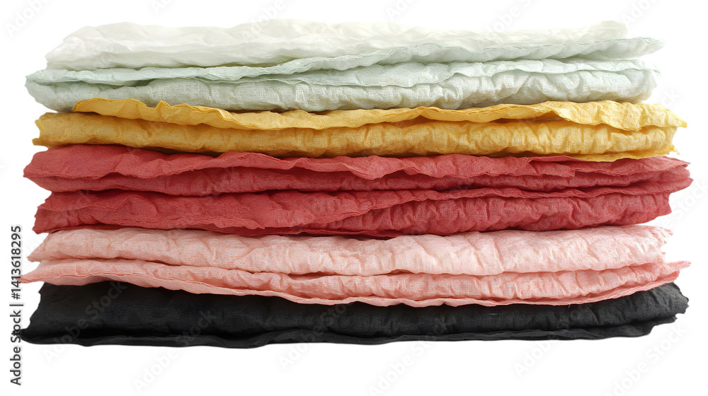 Poster abstract stack of colorful layered textures isolated on transparent background