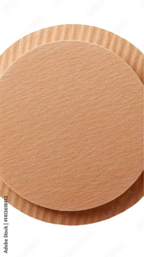 Poster abstract textured background of brown cardboard circles on isolated surface