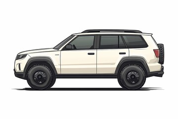 SUV Concept Car Illustration: Modern Outdoor Adventure Vehicle with Black Wheels &ndash; Sleek Design for Travel Enthusiasts and Family Road Trips