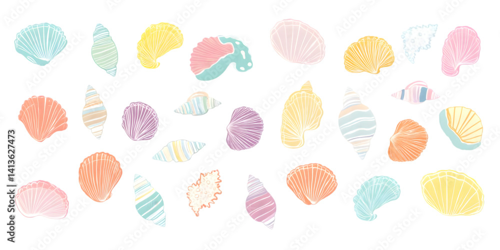 Poster colorful abstract pattern with pastel shapes isolated on transparent background