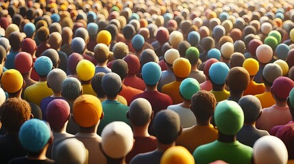 Obraz premium Diverse Crowd of People Viewed from Above High Quality Photo Perspective