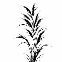 Eco-Friendly Botanical Silhouette: Striking Black and White Grass Foliage for Whimsical Organic Design