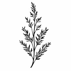 Fototapeta premium Nature-Inspired Botanical Leaf and Branch Illustration: Eco-Friendly Silhouette Art for Home Decor