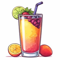 Refreshing Fruit Cocktail: Vibrant Summer Drink with Citrus, Berries, and Tropical Flavors