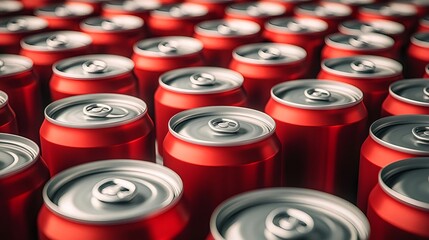 Photorealistic Soft Drink Cans Arrangement on Display