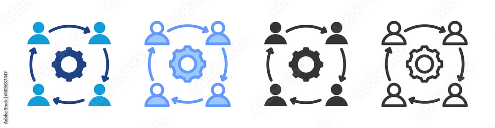 Poster employee connection icon set multiple style collection