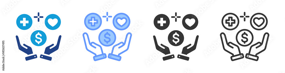 Poster wellbeing icon set multiple style collection