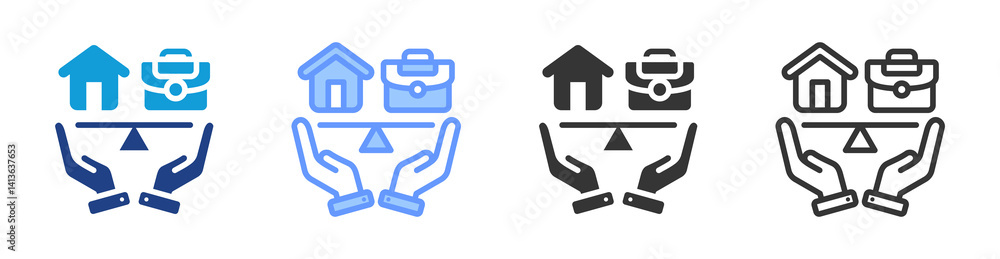 Poster Work Life Balance icon set multiple style collection