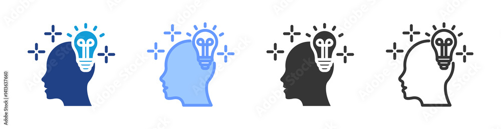 Poster positivity icon set multiple style collection