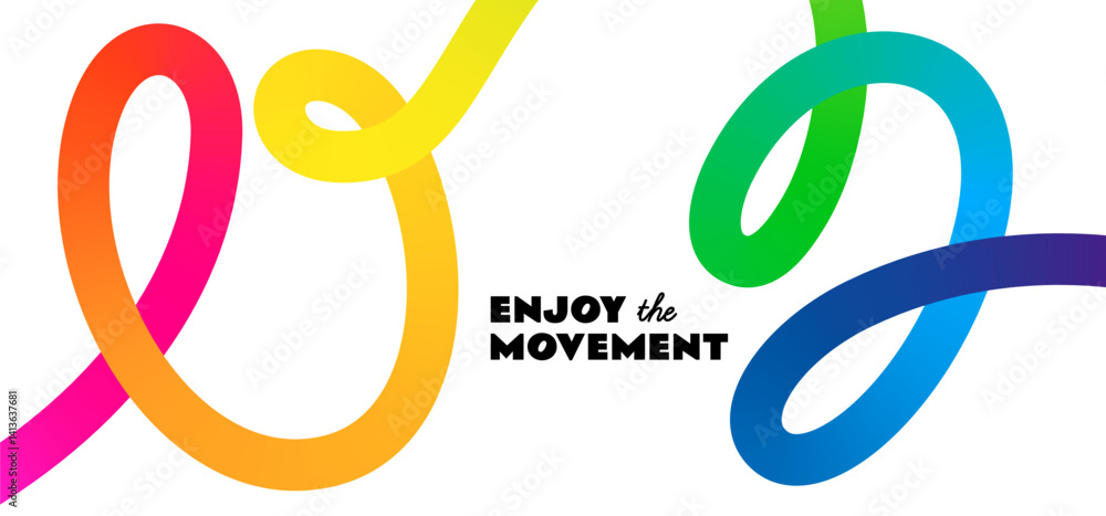 Poster Abstract Color Gradient Wave Shape on a White Background. Vector Pattern with a Rainbow Ribbon. Dynamic Line Pattern. Wavy Color Graphic.