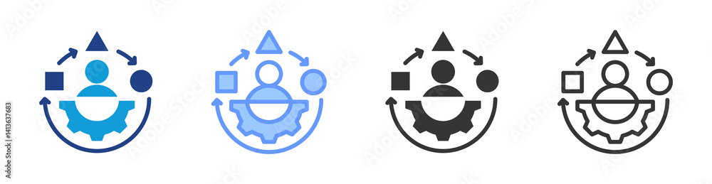 Poster Adaptability icon set multiple style collection
