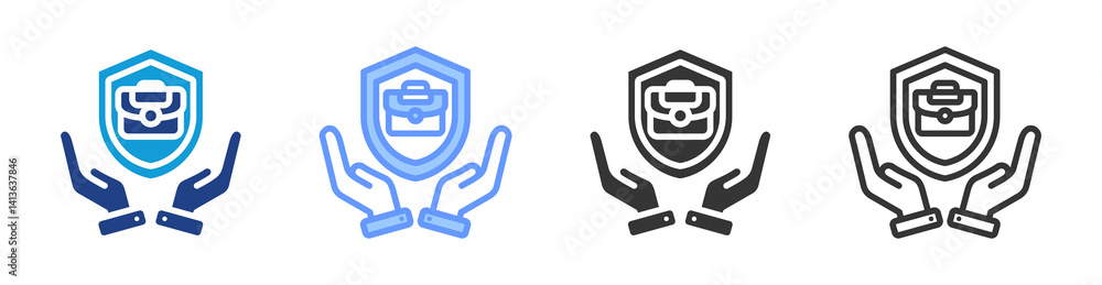 Aufkleber job security icon set multiple style collection
