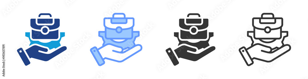 Poster job management icon set multiple style collection