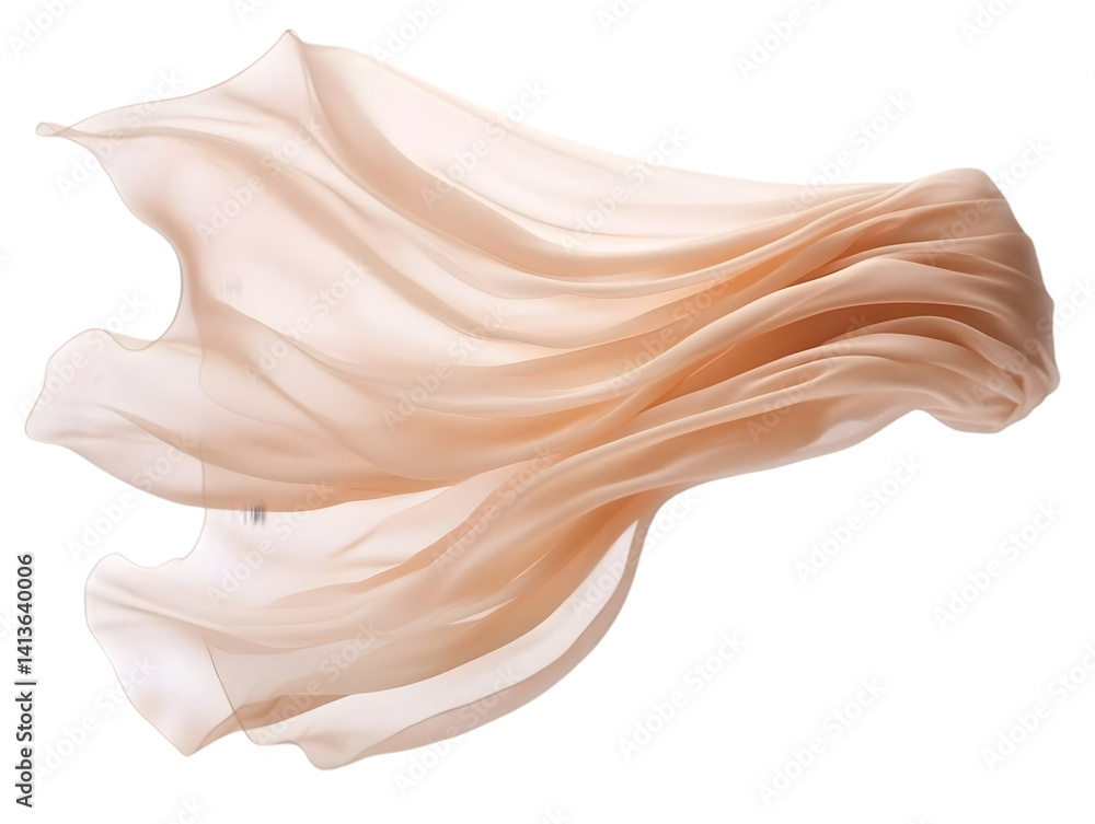Poster floating peach fabric illustration with dynamic flowing light texture