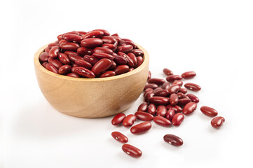 Kidney beans in a bowl isolated on white background.