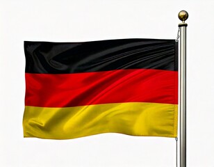  Waving flag of Germany. Illustration of flag on white background
