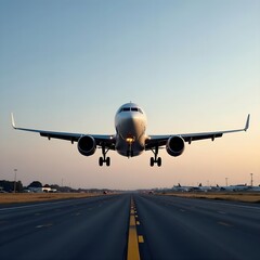 Passenger plane lands at the airport on the runway of the southern country