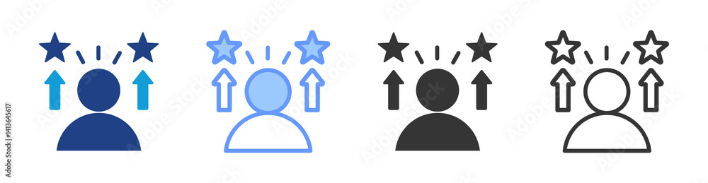 Poster employee motivation icon set multiple style collection