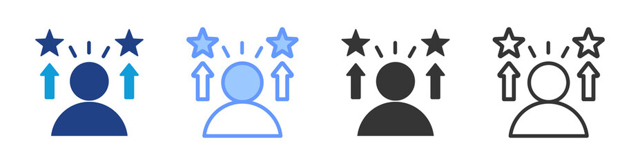 Employee Motivation icon set multiple style collection