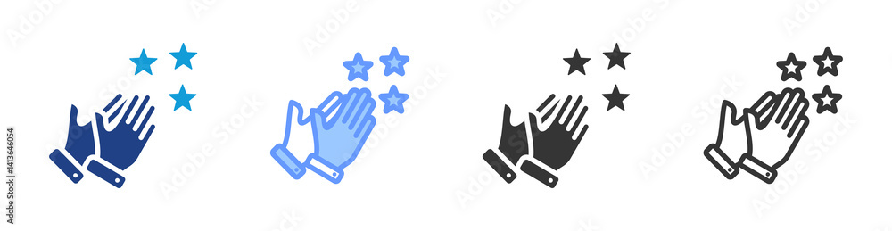 Poster praise icon set multiple style collection