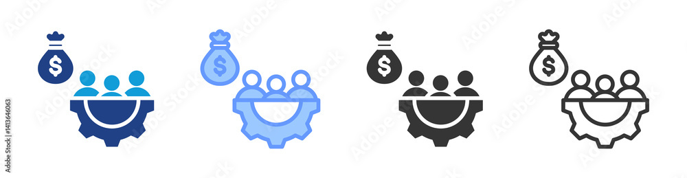 Poster employee benefits icon set multiple style collection