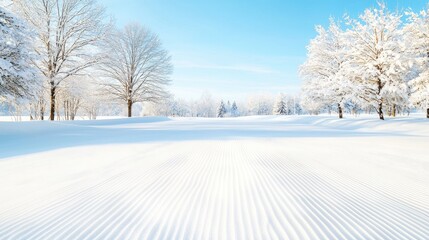 Obraz premium Serene winter landscape snow covered trees blue sky peaceful nature scene