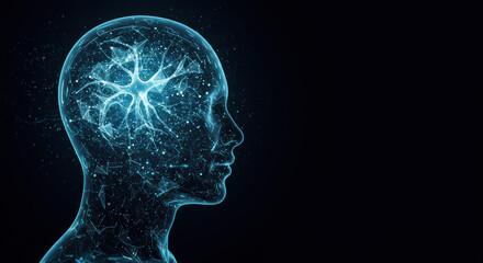 Obraz premium Artificial intelligence concept digital brain neural network head AI