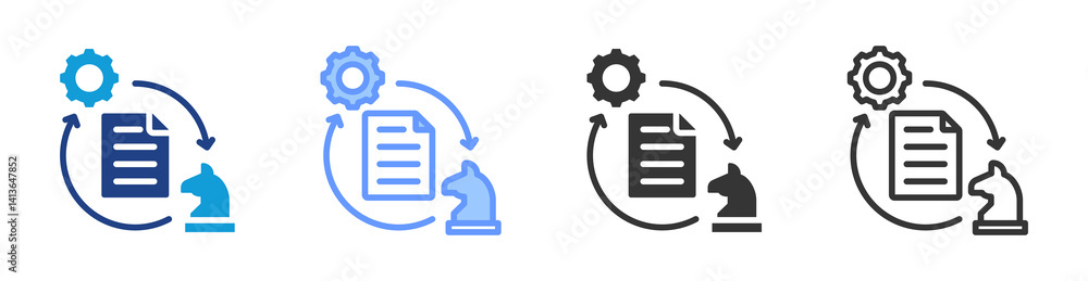 Fototapete strategy alignment icon set multiple style collection