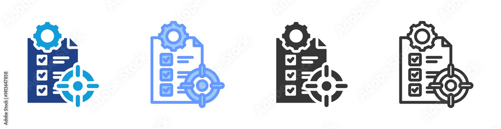 Poster Objective icon set multiple style collection