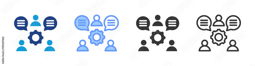 Poster stakeholder feedback icon set multiple style collection