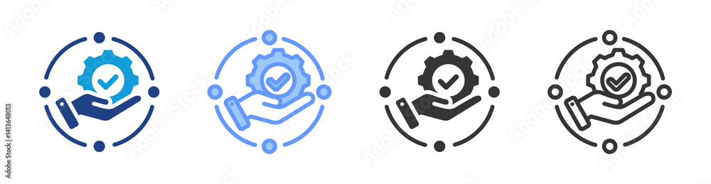 Aufkleber Decision Making Process icon set multiple style collection