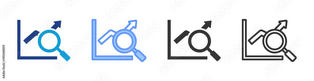 Aufkleber trend analysis icon set multiple style collection