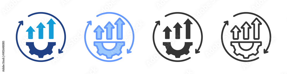Aufkleber Continuous Improvement icon set multiple style collection