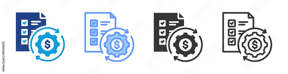 Poster business continuity planning icon set multiple style collection