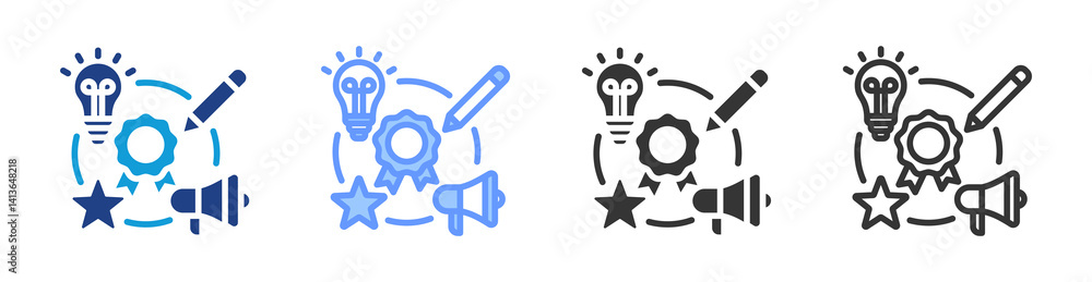 Poster brand building icon set multiple style collection