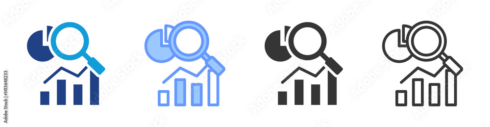 Poster market research icon set multiple style collection