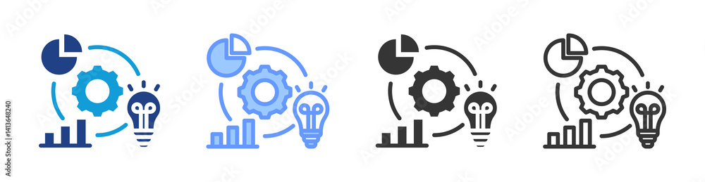 Poster Competitive Intelligence icon set multiple style collection