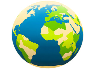 Fototapeta premium Illustration of Earth Globe Showing Continents in Blue Green on Isolated Background