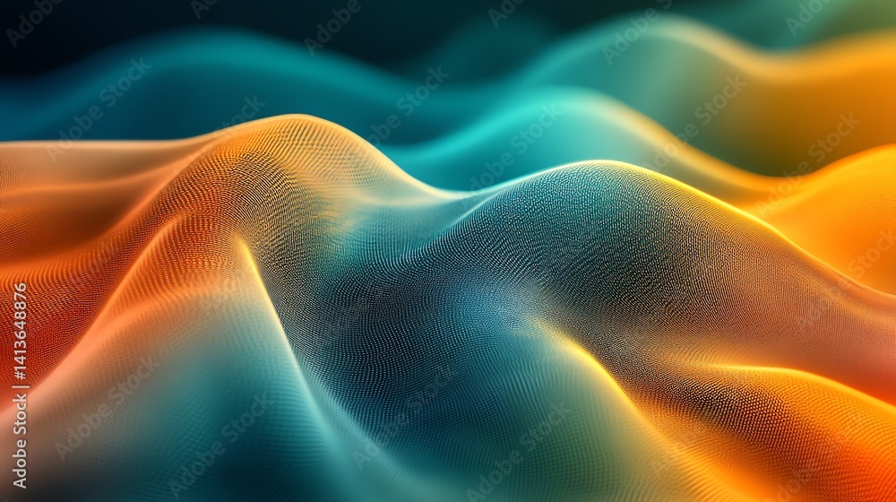 Aufkleber smooth orange and blue digital waves create a calming abstract background. perfect for websites, pre