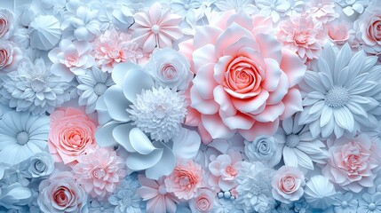 Pastel rose floral background texture soft blue pink white flowers delicate dreamy romantic design