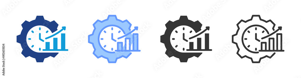 Poster productivity icon set multiple style collection