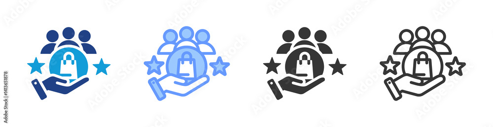 Poster customer loyalty icon set multiple style collection