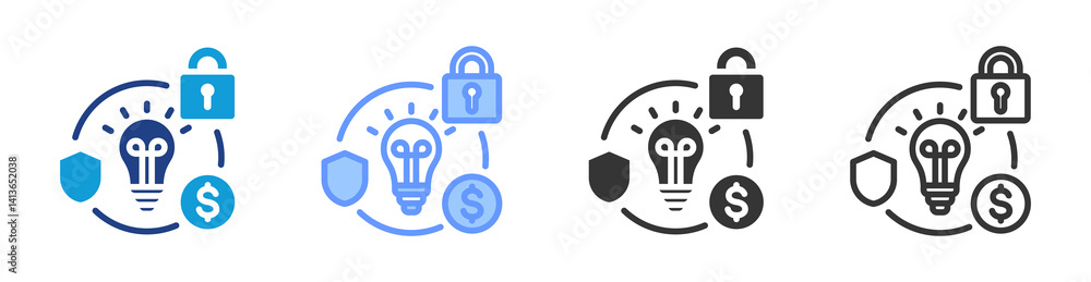 Aufkleber intellectual property icon set multiple style collection