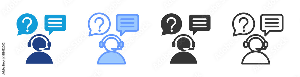 Poster customer service icon set multiple style collection