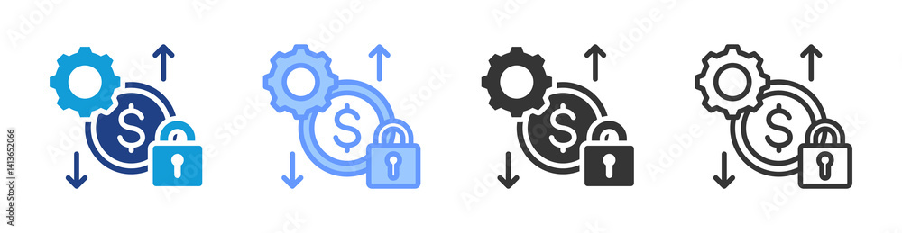 Poster Cost Control icon set multiple style collection