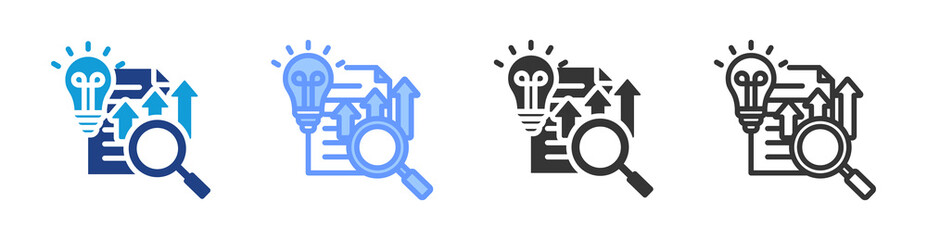 Business Research icon set multiple style collection