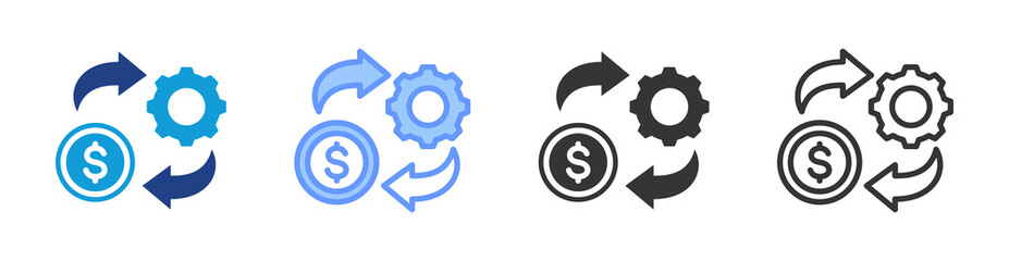 Cashflow icon set multiple style collection